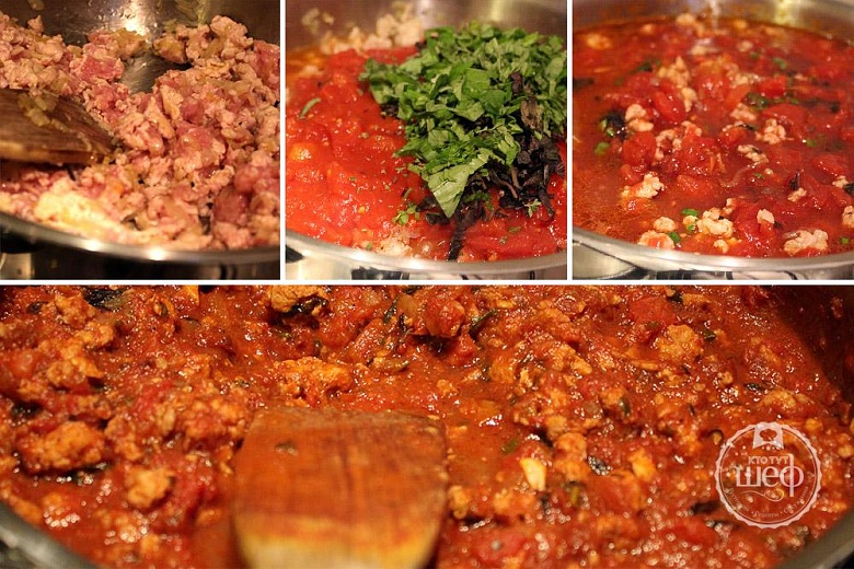 домашняя лазанья с мясным рагу - фото