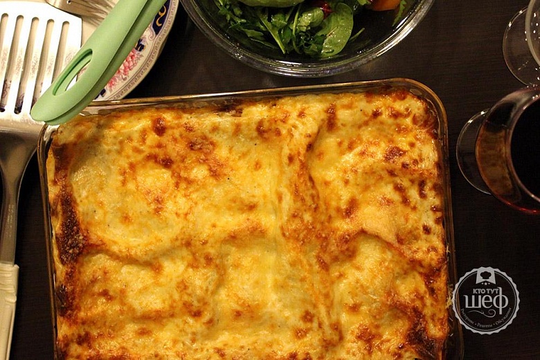 домашняя лазанья с мясным рагу - фото