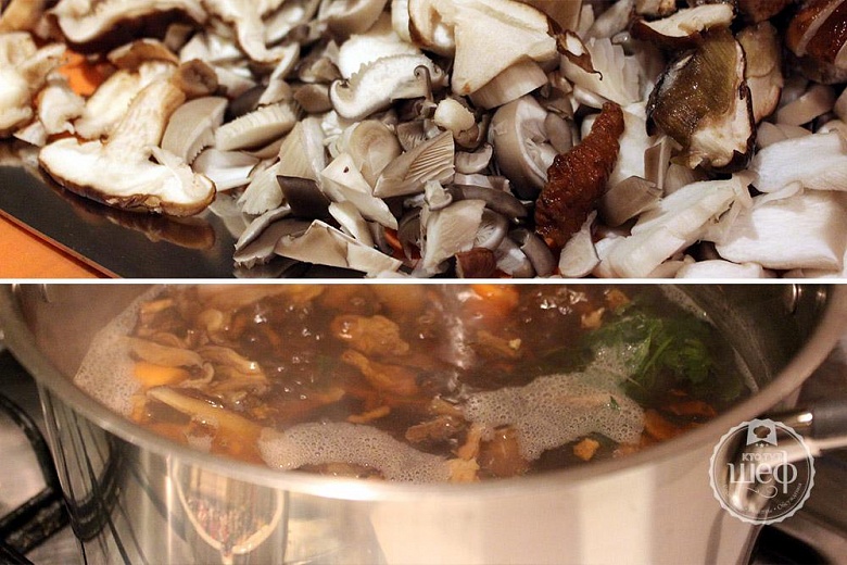 грибной суп с яйцом - фото приготовления