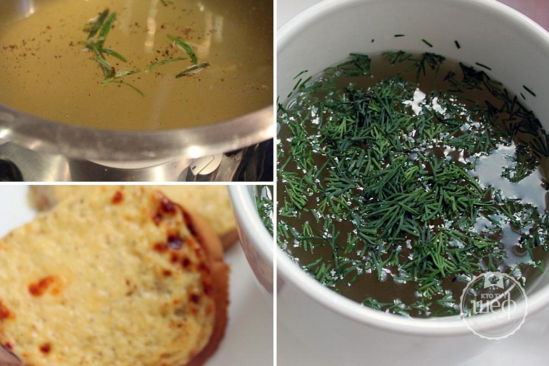сырные гренки с бульоном
